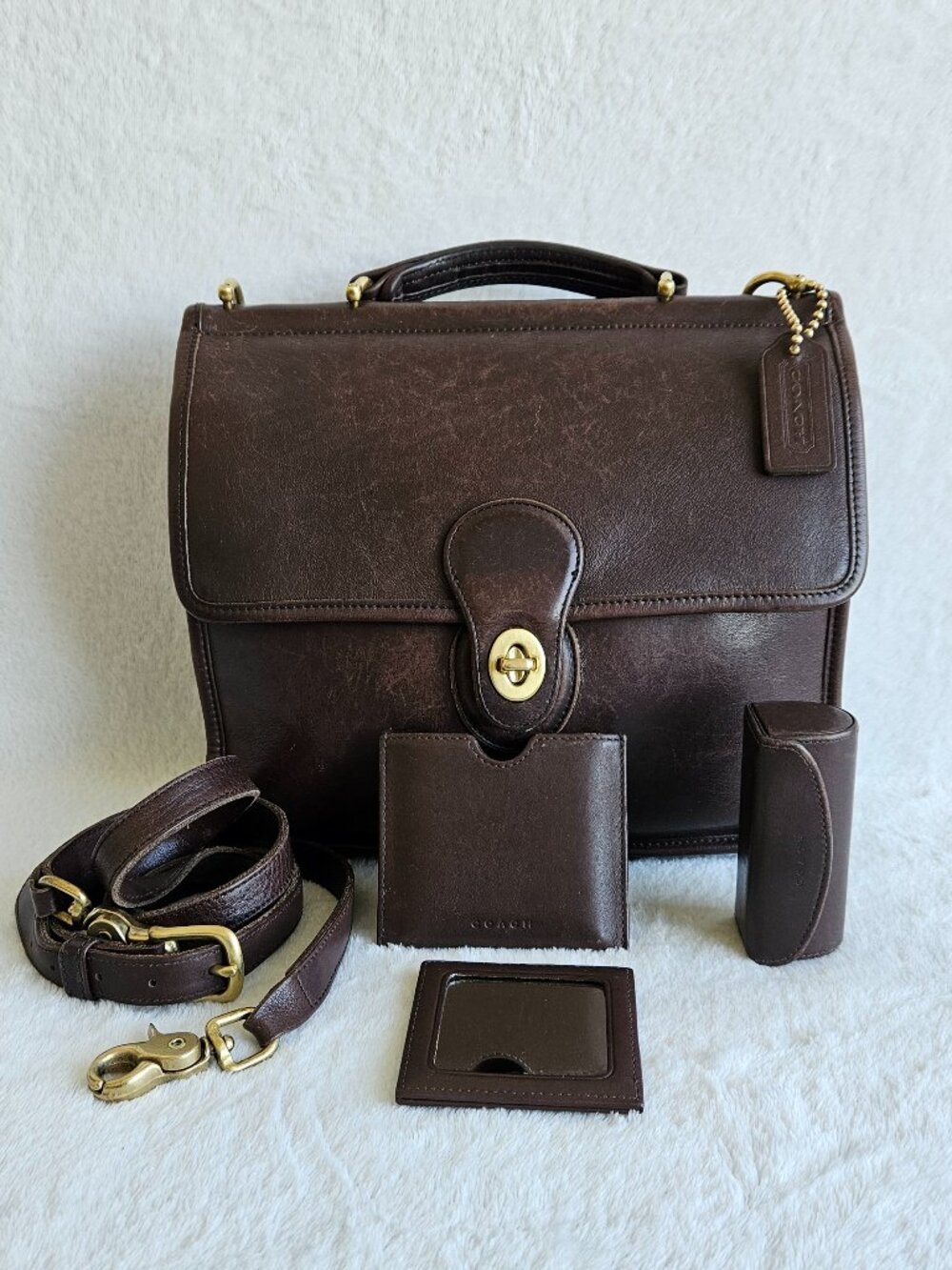 Vintage Coach Mahogany Willis Bag 9927, Lipstick Case, 2-way Mirror Bundle Set